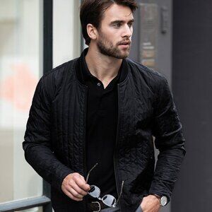 NIMBUS men L Halifax Quilted Zip Coat Jacket Black Nylon